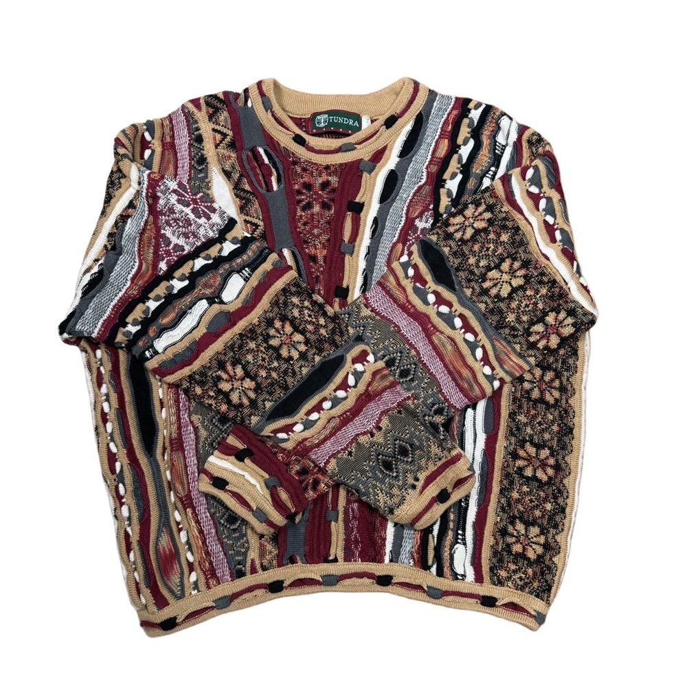 Vintage 90s Tundra 3D Cable Knit Sweater Size XL Legend Coogi